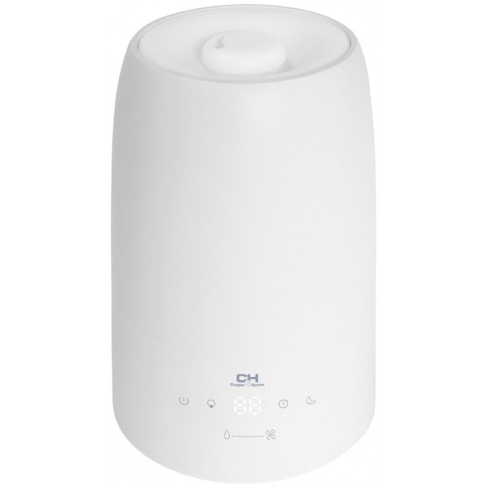 Зволожувач повітря Cooper&Hunter CH-2820T 30м2, 2л, 280мл/г, ультразвуковий, верхня затока, гігростат, аромакапсула, підсвічування, білий