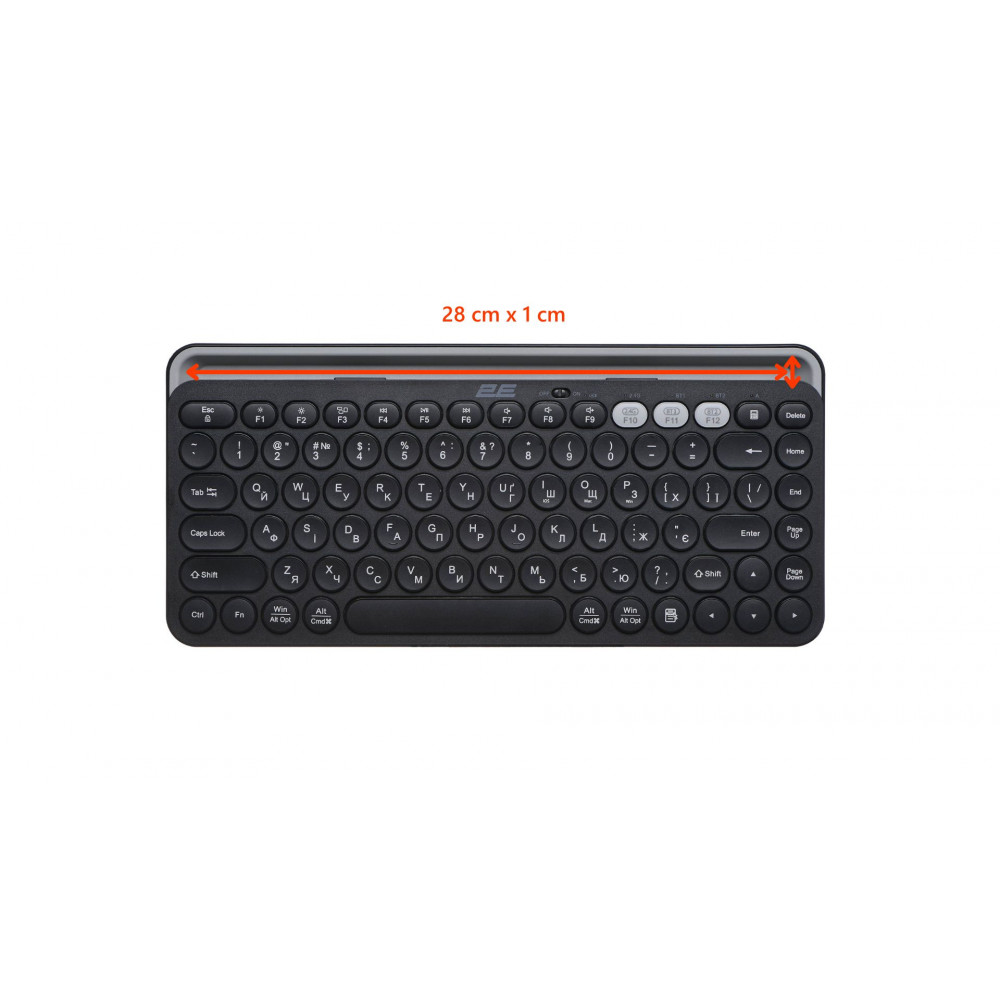 Клавіатура мембранна 2E KS250 84key, WL/BT, EN/UK, чорно-сірий
