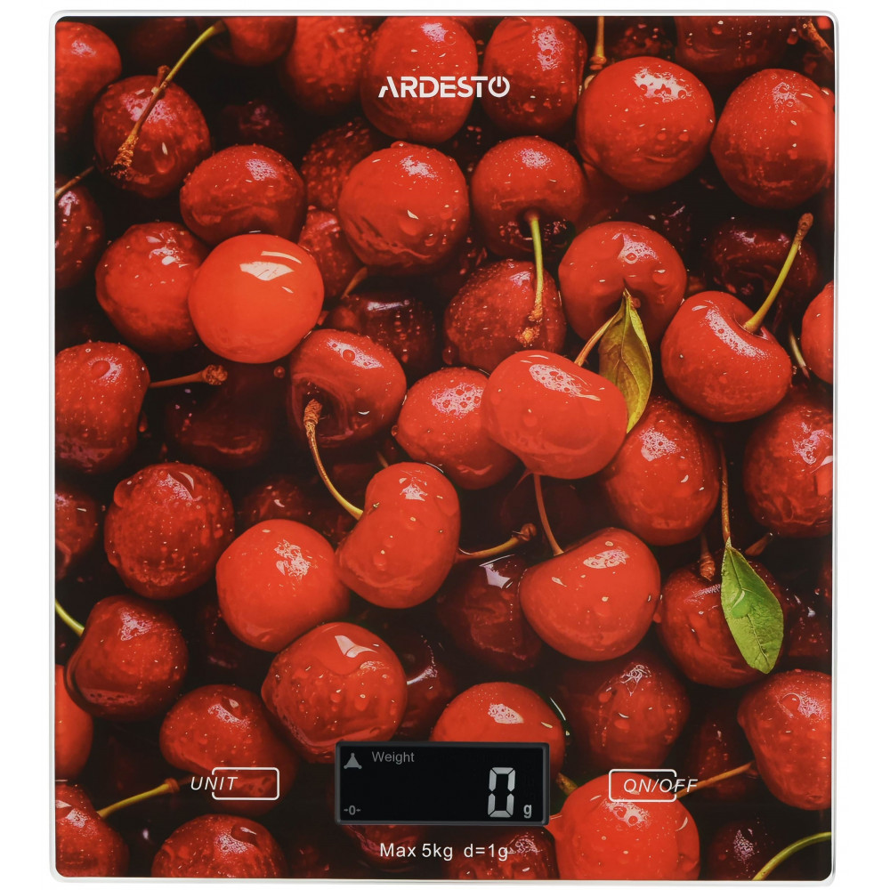 Ваги Ardesto кухонні CHERRY, 5кг, AAAx2 в комплекті, скло, багатокольоровий