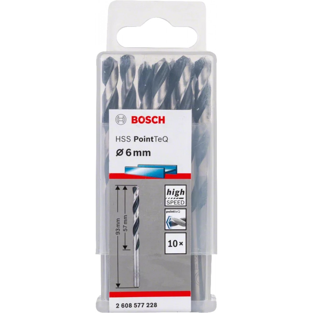 Свердло по металу Bosch Professional HSS-PointTeQ, 6х57х93мм, 10шт