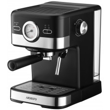 Кавоварка Ardesto ріжкова 1.5л, мелена, ручний капучинатор, чорно-сріблястий