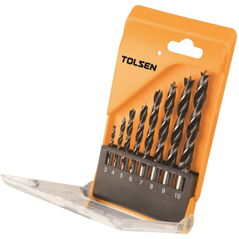 Набір свердел по дереву Tolsen, 8шт, 3-10мм, кейс