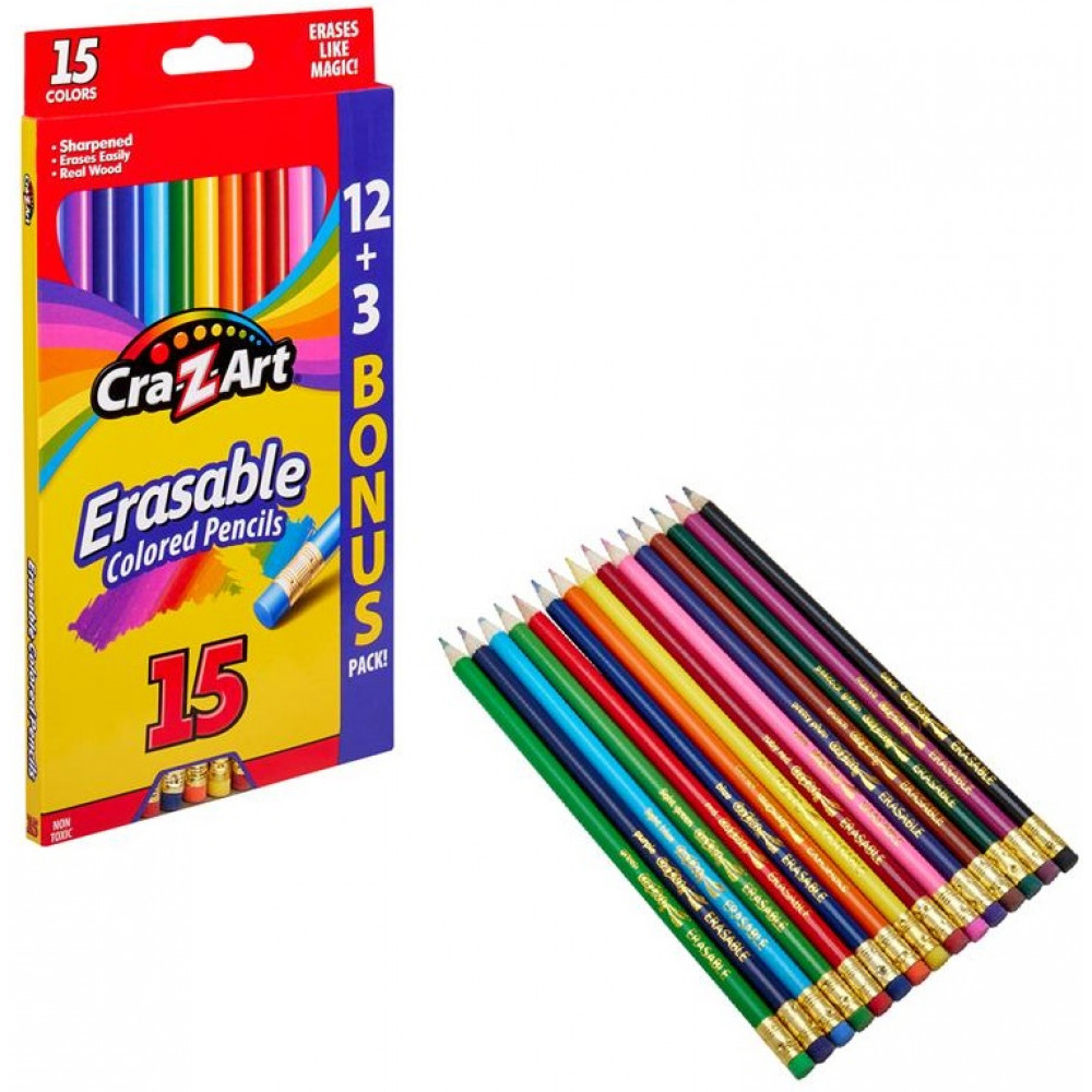 Кольорові олівці Cra-Z-Art з гумкою, 15шт