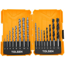 Набір свердел по дереву-металу-цеглі Tolsen, 16шт, 2-10мм, кейс