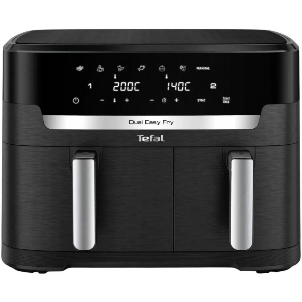 Мультипіч Tefal Dual Easy Fry XXL, 2700Вт, чаша-6.5+4.5л, сенсорне керув., 2 чаши, гриль, пластик, чорний