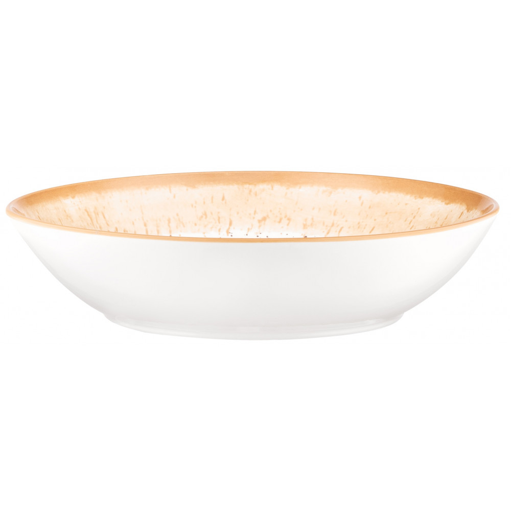 Тарілка супова Ardesto Siena, 790мл, 20см, порцеляна, біло-жовтий