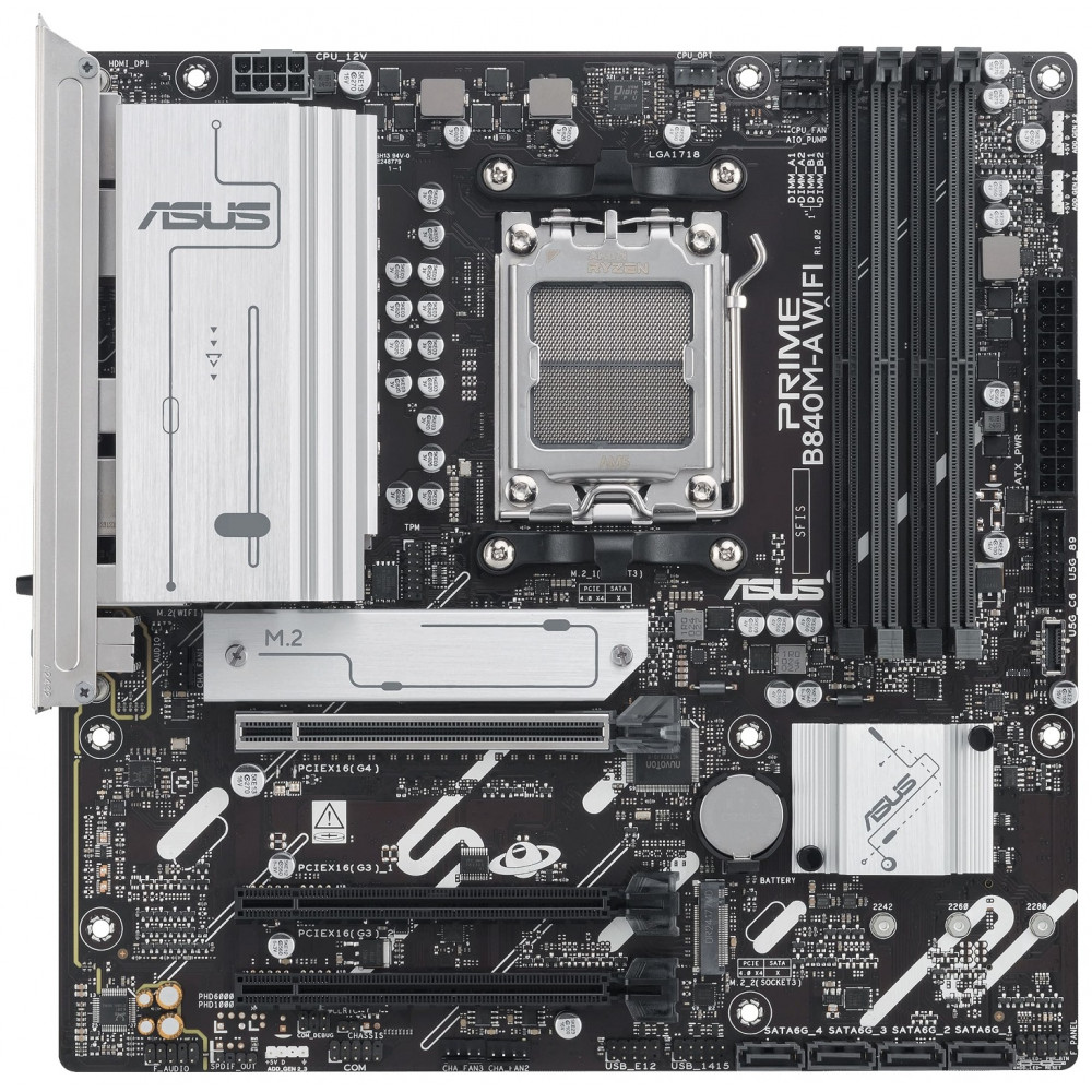 Материнcька плата ASUS PRIME B840M-A WIFI sAM5 B840 4xDDR5 M.2 HDMI DP WiFi BT mATX