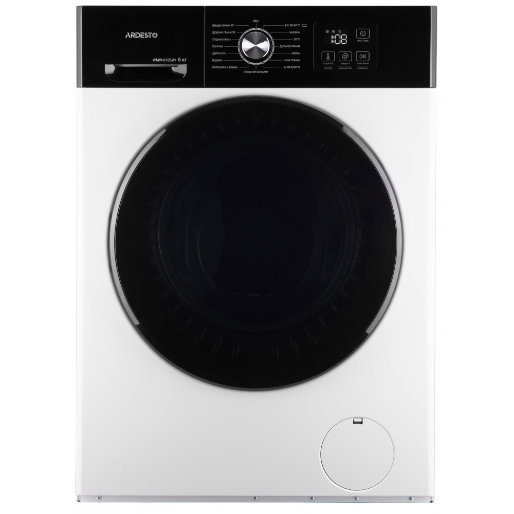 Пральна машина ARDESTO фронтальна Black Mars, 6кг, 1200, А+++, 46.5см, дисплей, інвертор, білий