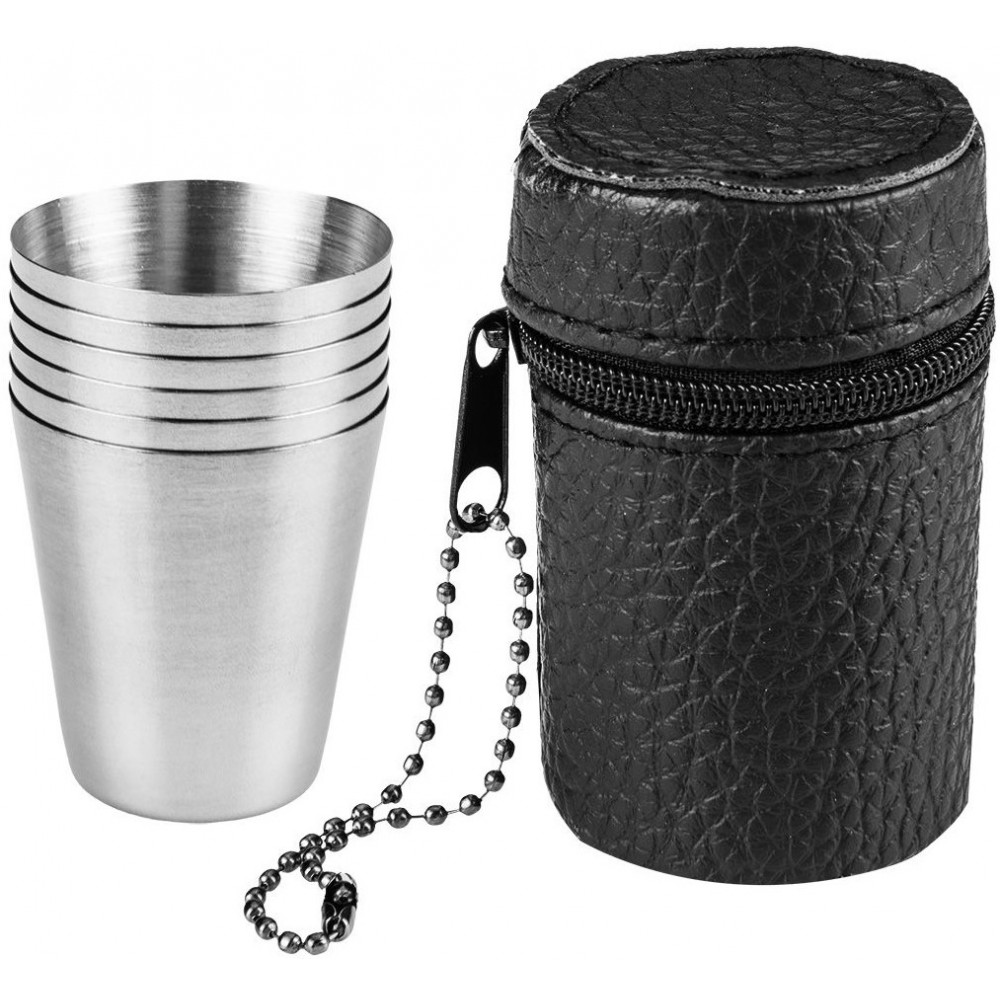 Стакани туристичні Neo Tools, 6 шт, 30мл, нержавіюча сталь, чохол