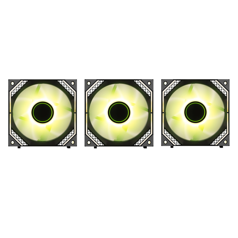 Корпусні вентилятори 2E GAMING Air Cool Magic Mirror ACF120MB-ARGB, 3x120мм, 2000rpm, 4pin PWM +5VARGB, 20.5dBa, чорний