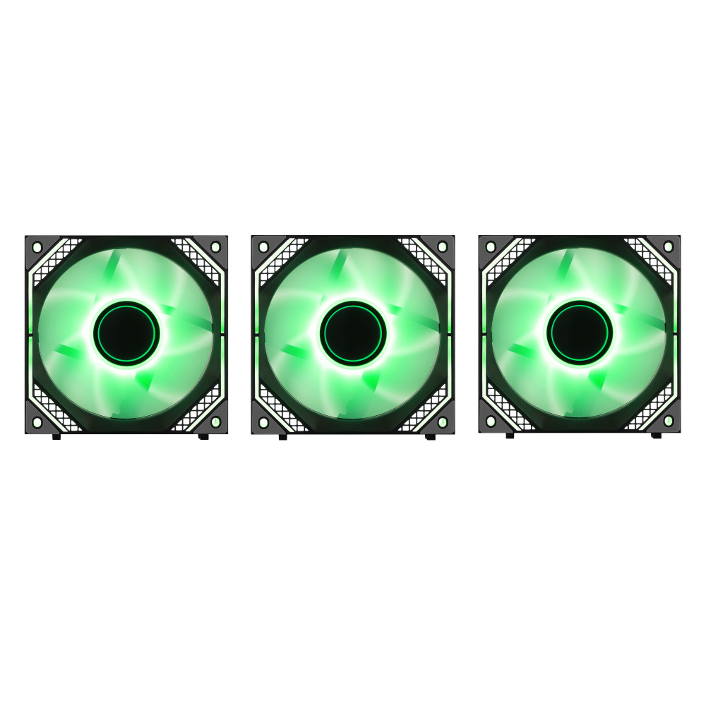 Корпусні вентилятори 2E GAMING Air Cool Magic Mirror ACF120MB-ARGB, 3x120мм, 2000rpm, 4pin PWM +5VARGB, 20.5dBa, чорний