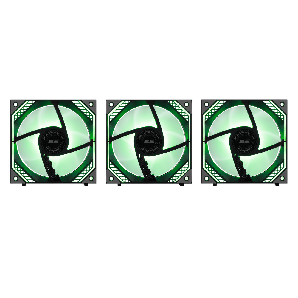 Корпусні вентилятори 2E GAMING Air Cool Magic Mirror ACF120MB-ARGB, 3x120мм, 2000rpm, 4pin PWM +5VARGB, 20.5dBa, чорний