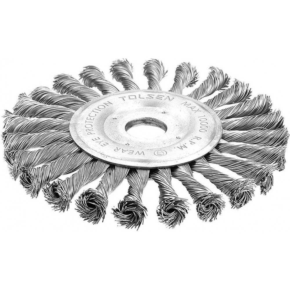 Щітка дискова Tolsen Профі, переплетений дріт 0.5мм, 125мм, посадковий розмір 22.2мм