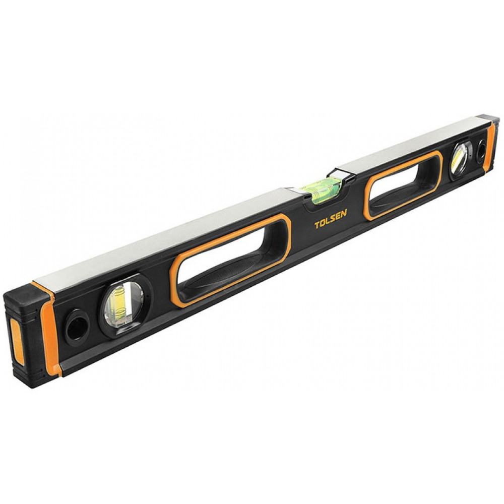 Рівень Tolsen Профі, 60см, 3 капсули, алюмінієвий, з магнітами, отвори для руки