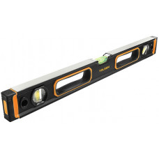 Рівень Tolsen Профі, 60см, 3 капсули, алюмінієвий, з магнітами, отвори для руки