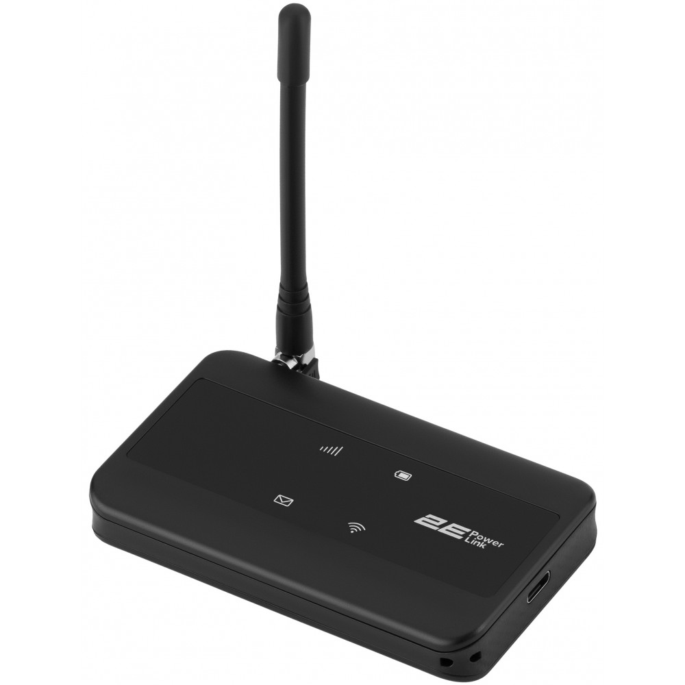 Мобільний маршрутизатор 2E PowerLink (MiFi-2) LTE, Wi-Fi4, 1xType-C, 1xCRC9, 2100мА•год чорний