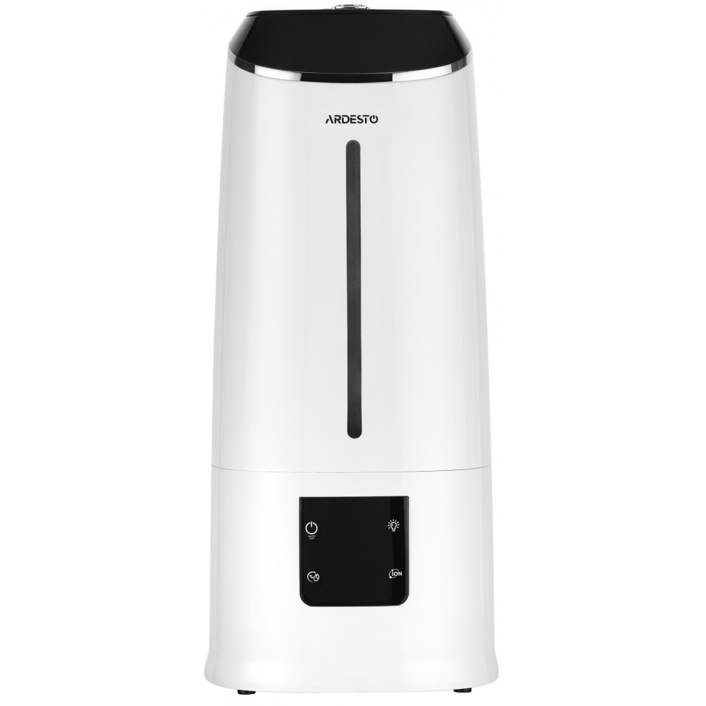 Зволожувач повітря ARDESTO ультразвуковий, 40м2, 6.5л, 390мл/г, електр. кер-ння, пульт ДК, верх. залив води, дисплей, білий