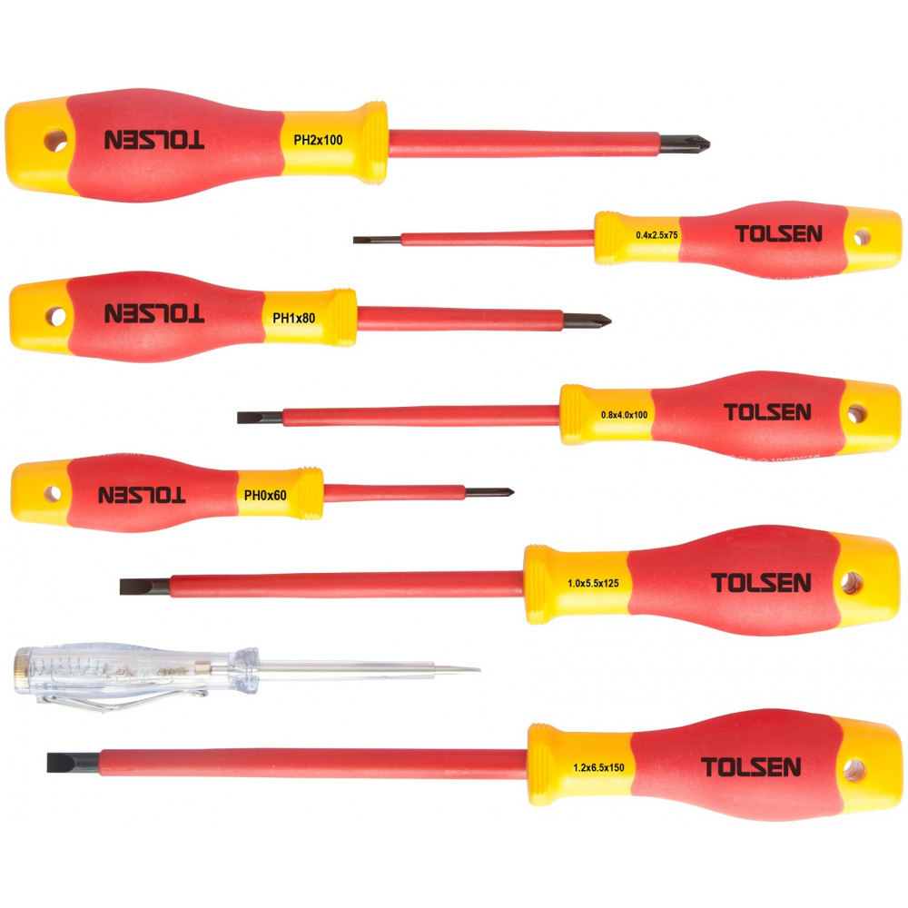 Викрутки Tolsen Premium, набір 8шт, діелектричні, для робіт під напругою 1000В