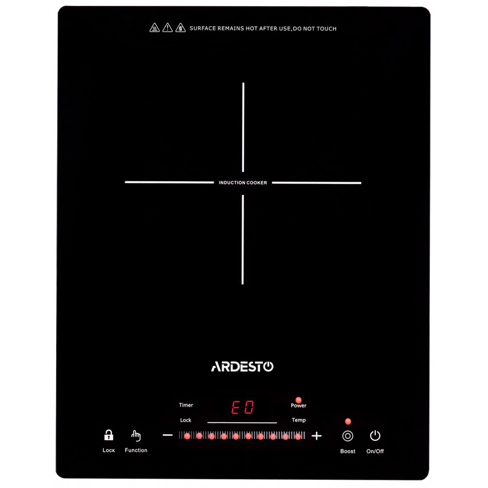 Плитка настільна Ardesto індукційна, конфорок - 1 на 1.8кВт, керування - сенсорне, таймер, boost, чорний