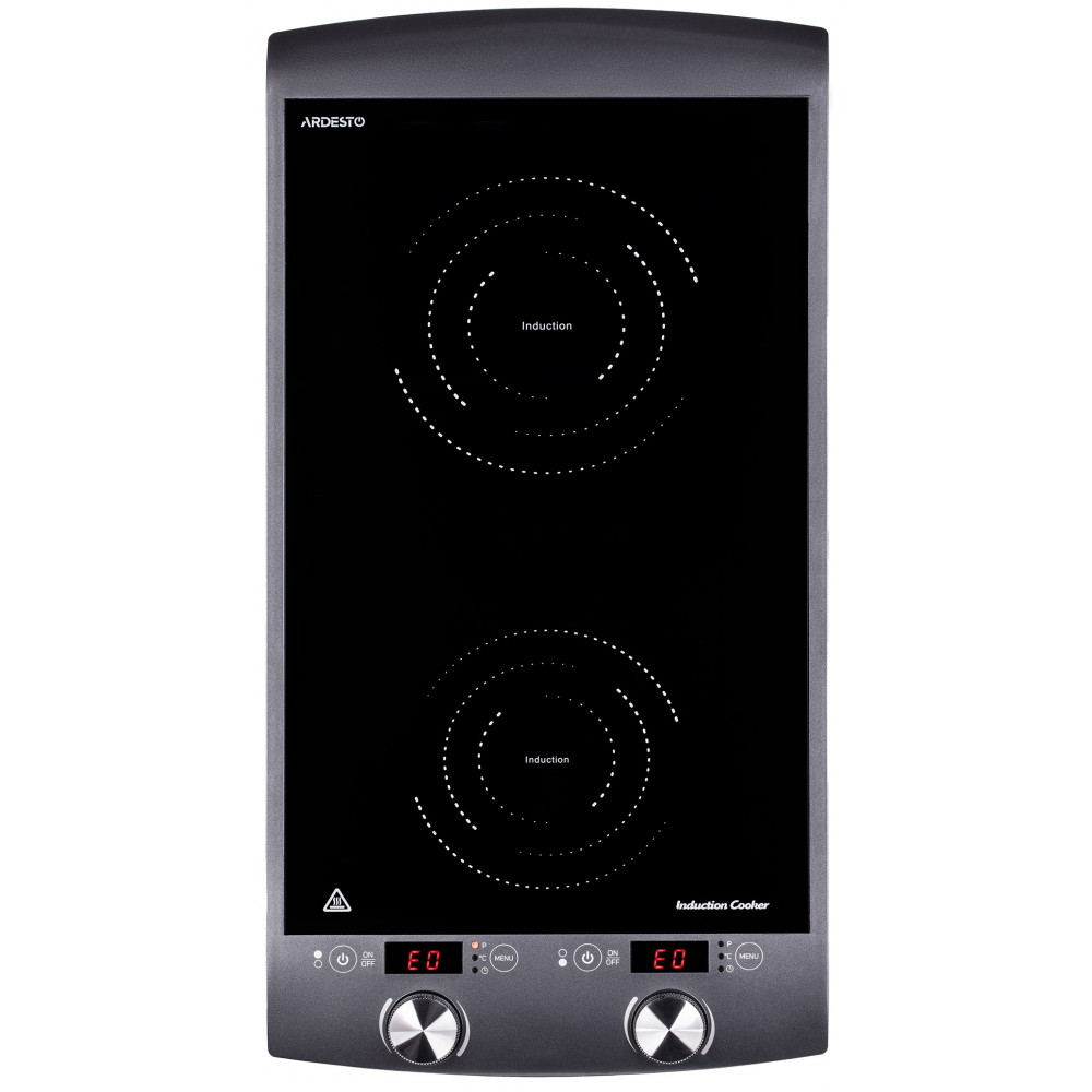 Плитка настільна Ardesto індукційна, конфорок - 2 на 1.3кВт + 1.6кВт вертик., керування - сенсорне, таймер, чорний