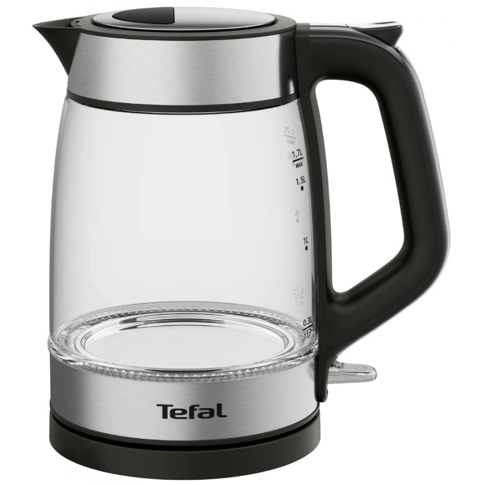 Електрочайник Tefal Glass Kettle 1.7л, скло, з підсвіткою, чорно-срібний