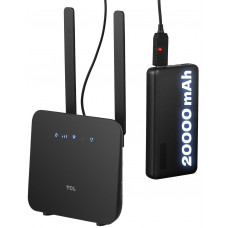 Маршрутизатор TCL LINKHUB (HH42CV2) LTE, Wi-Fi4, 1xFE LAN/WAN, 1xFE LAN, 2xSMA, Чорний + Power Bank 20000мА·год + USB-DC кабель 5В-12В Маршрутизатор TCL LINKHUB (HH42CV2) LTE, Wi-Fi4, 1xFE LAN/WAN, 1xFE LAN, 2xSMA, Чорний + Power Bank 20000мА·год + USB-DC кабель 5В-12В
