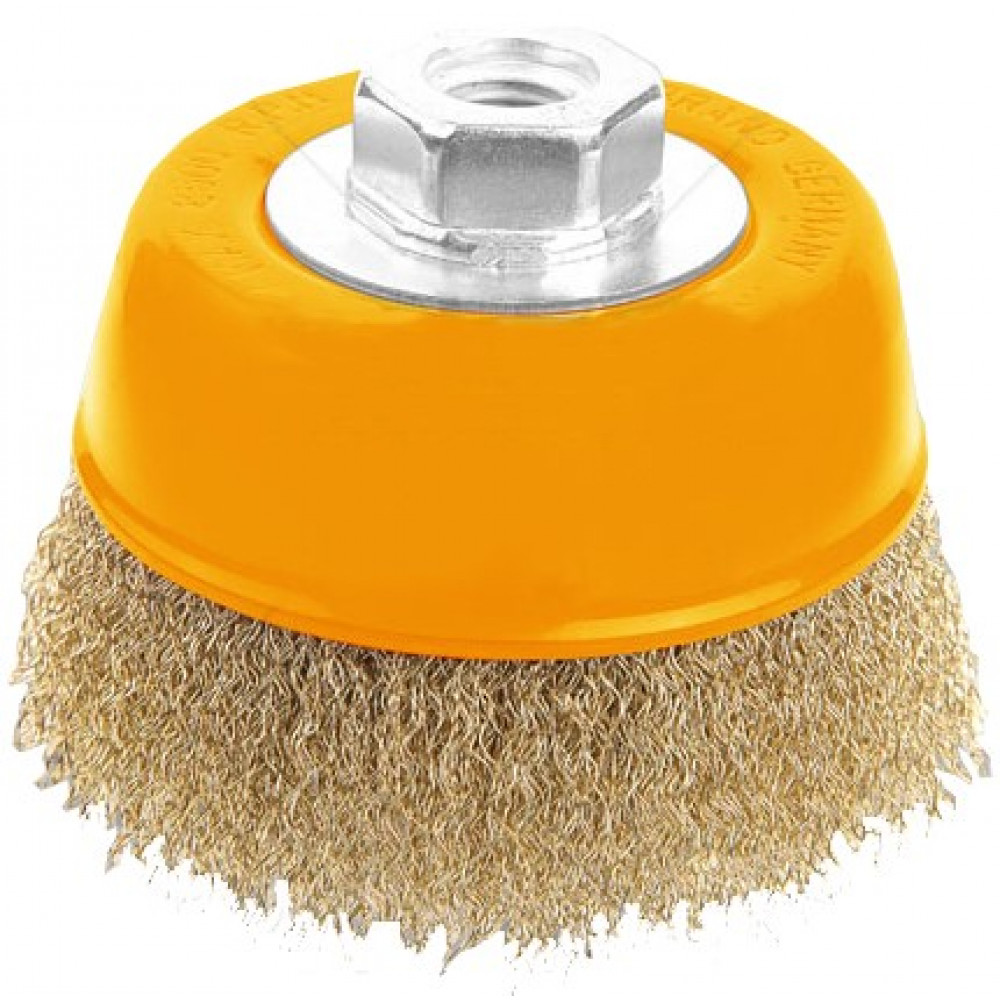 Щітка чашкова Tolsen Профі, торцева, рифлений дріт 0.3мм, 125мм, різьблення M14