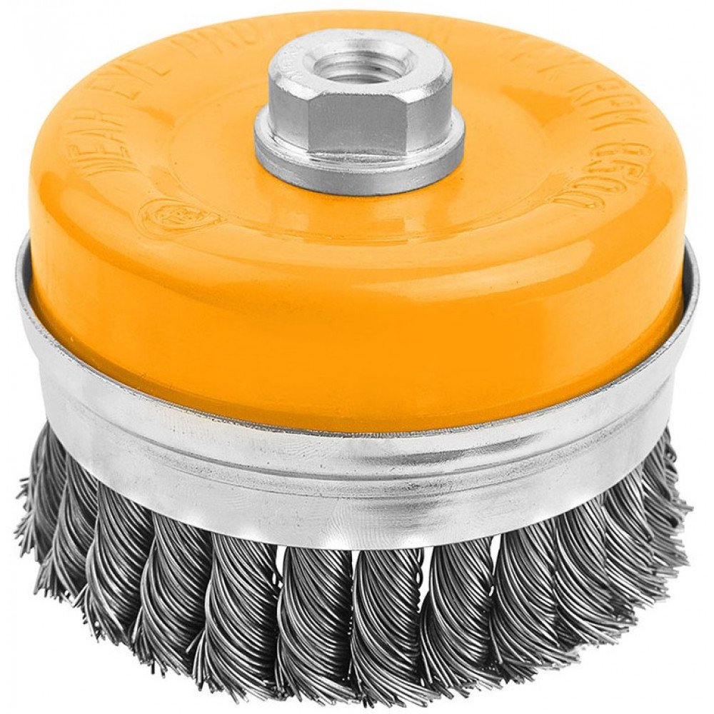 Щітка чашкова Tolsen Профі, торцева, переплетений дріт 0.5мм, 75мм, різьблення M14