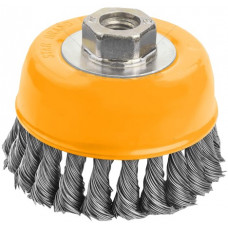 Щітка чашкова Tolsen Профі, торцева, переплетений дріт 0.5мм, 75мм, різьблення M14 Щітка чашкова Tolsen Профі, торцева, переплетений дріт 0.5мм, 75мм, різьблення M14