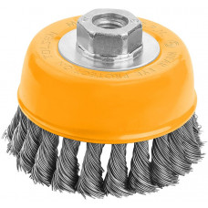 Щітка чашкова Tolsen Профі, торцева, переплетений дріт 0.5мм, 100мм, різьблення M14