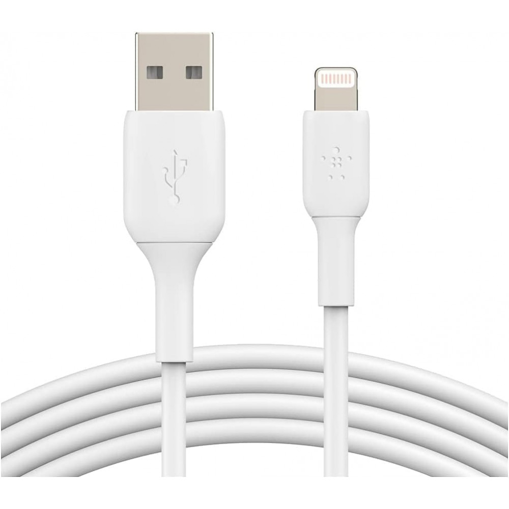 Кабель USB-A > Lightning заряджання/синхронізації Belkin 1м, 12Вт, PVC, (2 Pack), білий