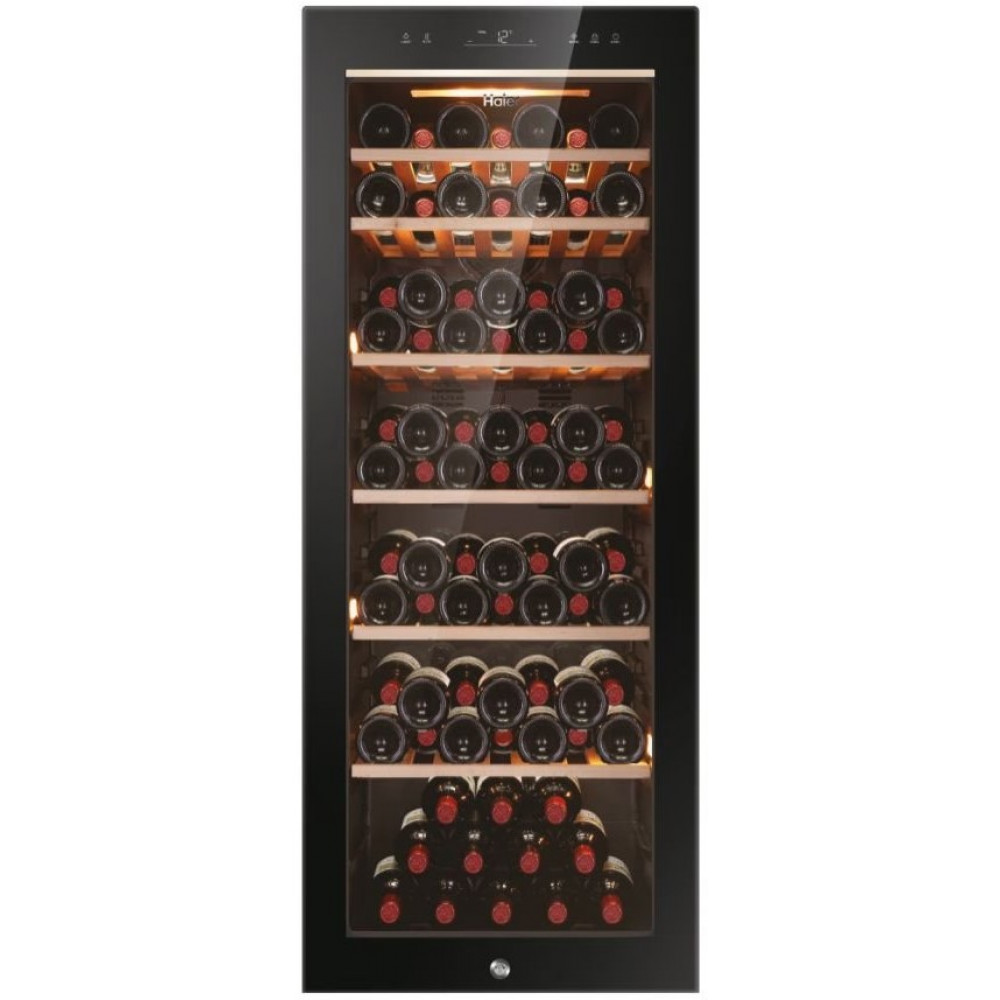 Холодильник Haier для вина, 127x49.7х58, мороз.відд.-198л, зон - 1, бут-84, ST, дисплей, чорний