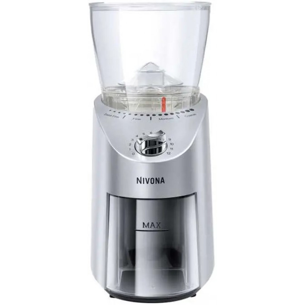 Кавомолка Nivona жорнова 100Вт, об'єм зерен-200г, регул.ступеню помолу, пластик, сріблястий