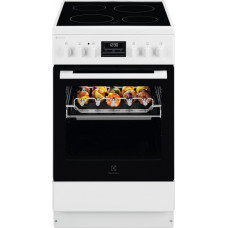 Плита Electrolux електрична склокерамічна, 57л, 50x60см, дисплей, конвекція, мангальна підставка, білий