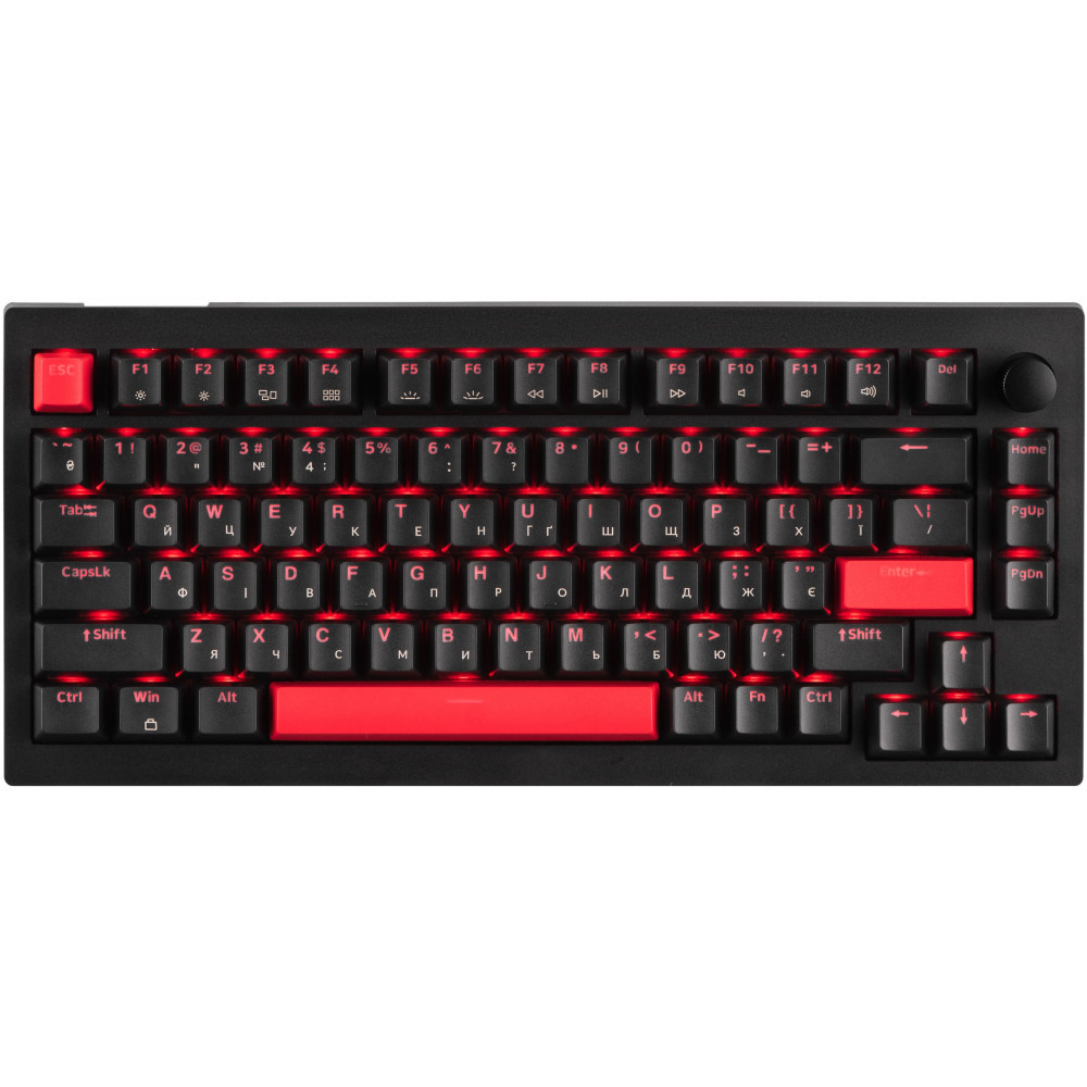 Клавіатура механічна Lemokey  X4 84Key, Keychron Brown, USB-A, QMK/VIA, EN/UKR, Red led, чорний