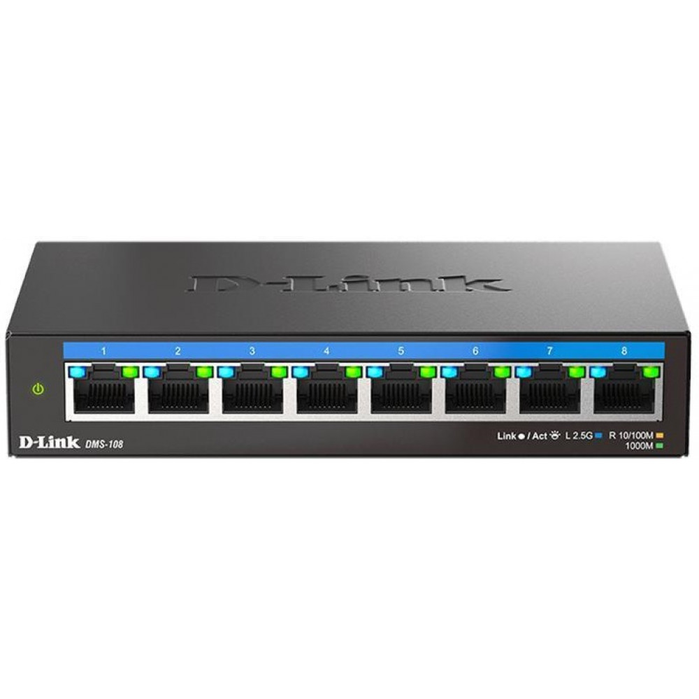 Комутатор D-Link DMS-108 8x2.5GE, Некерований