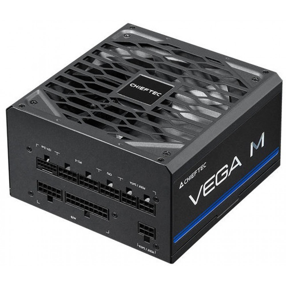 Блок живлення CHIEFTEC Vega M (750W), >90%, 80+ Gold, 135мм FDB, 1xMB 24pin(20+4), 2xCPU 8pin(4+4), 3xMolex, 6xSATA, 4xPCIe 8pin(6+2), 1xPCIe GEN5 16pin, Fully Modular