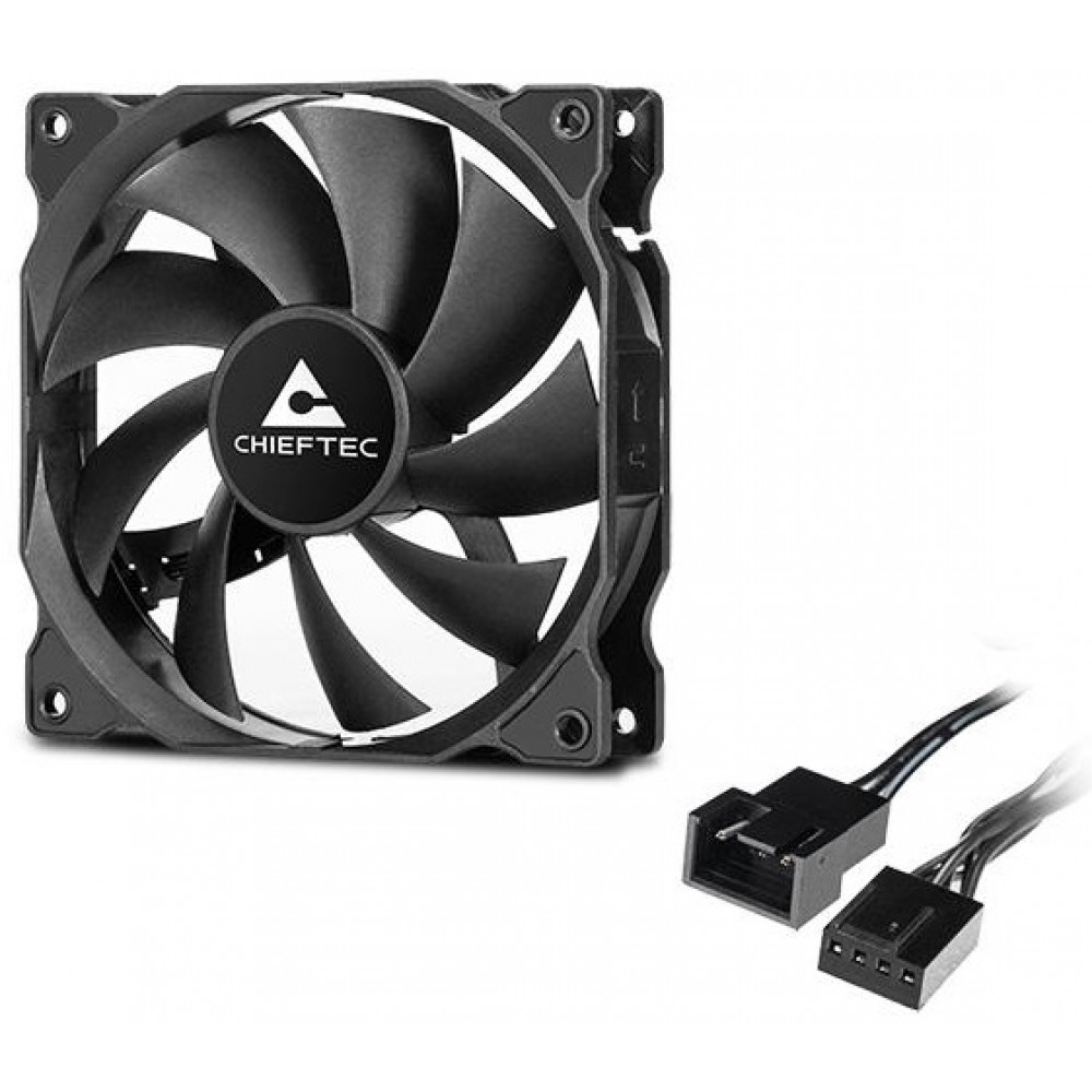 Корпусний вентилятор CHIEFTEC ZF-1225PWM, 120мм, 1600rpm, HDB, 4pin PWM, 25.5dBa, чорний