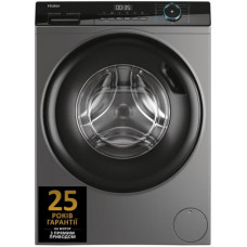 Пральна машина Haier фронтальна, 9кг, 1400, A+++, 60см, дисплей, пара, інвертор, люк чорний, прямий привід, cріблястий