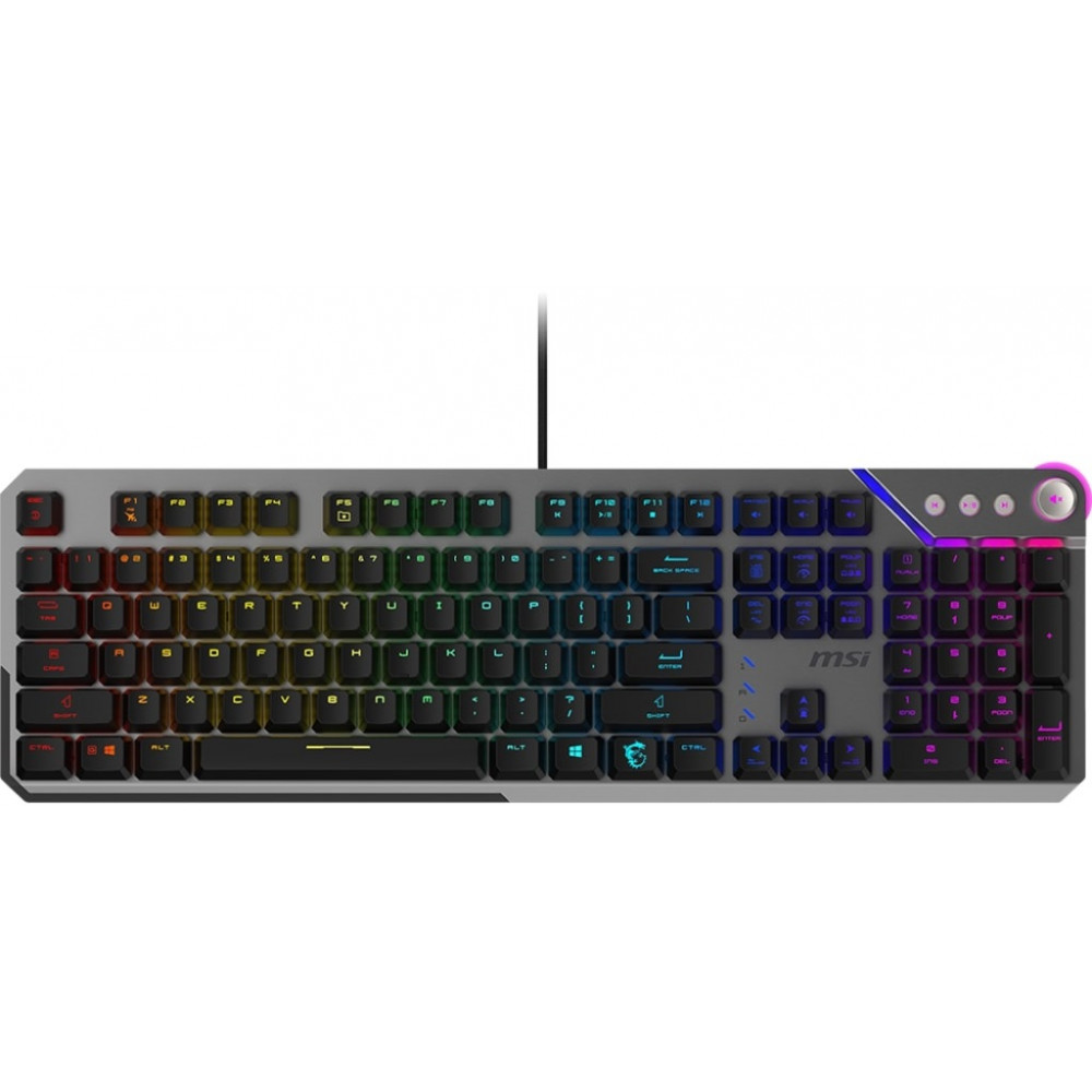 Клавіатура механічна MSI STRIKE 600 SILENT UA 104key, Kailh Midnight Pro Silent Tactile, USB-A, EN/UKR/RU, RGB, cрібний