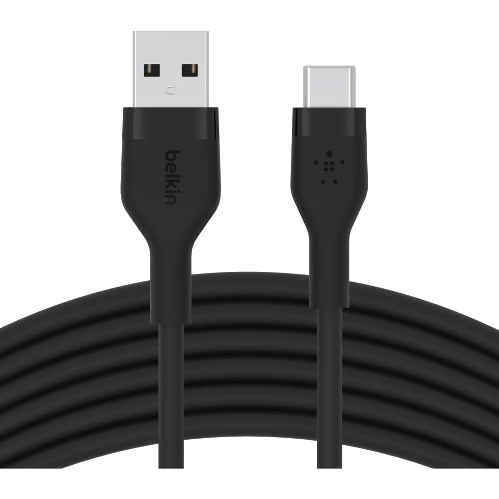 Кабель USB-A > USB-C заряджання/синхронізації Belkin 3м, 15Вт, Type-C, силіконовий з кліпсою, чорний