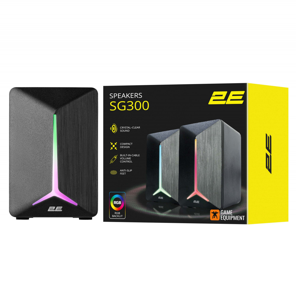 Акустична система 2E GAMING SG300, 2.0, 3.5мм, RGB, чорний