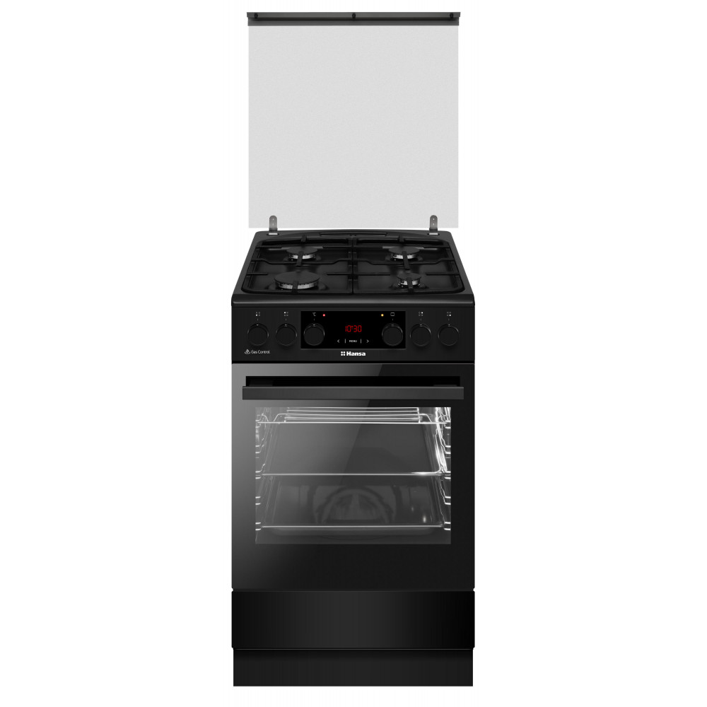 Плита Hansa комбінована, 65л, 50x60см, дисплей, конвекція, чавун, чорний