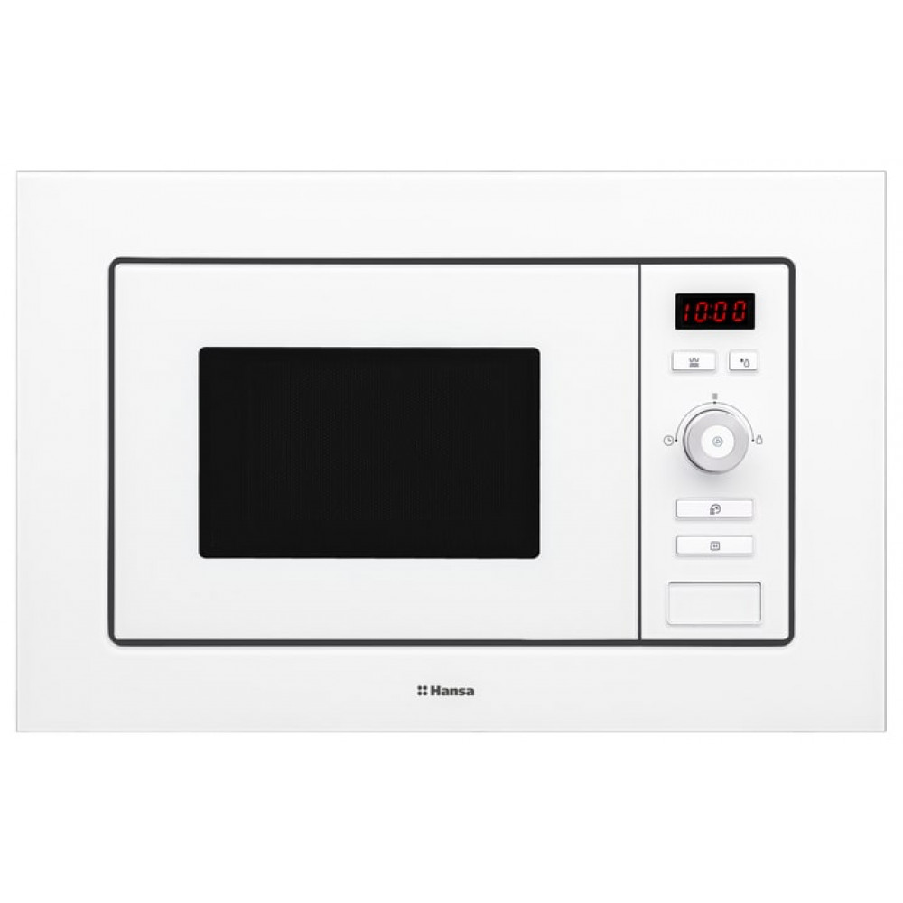 Мікрохвильова піч Hansa вбудовувана, 20л, електр.управл., 800Вт, гриль, дисплей, відкр.кнопкою, білий