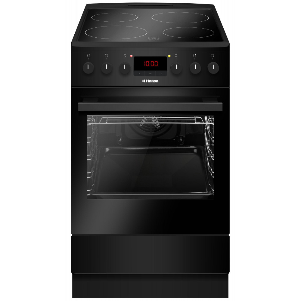 Плита Hansa електрична склокерамічна, 65л, 50x60см, дисплей, конвекція, чорний