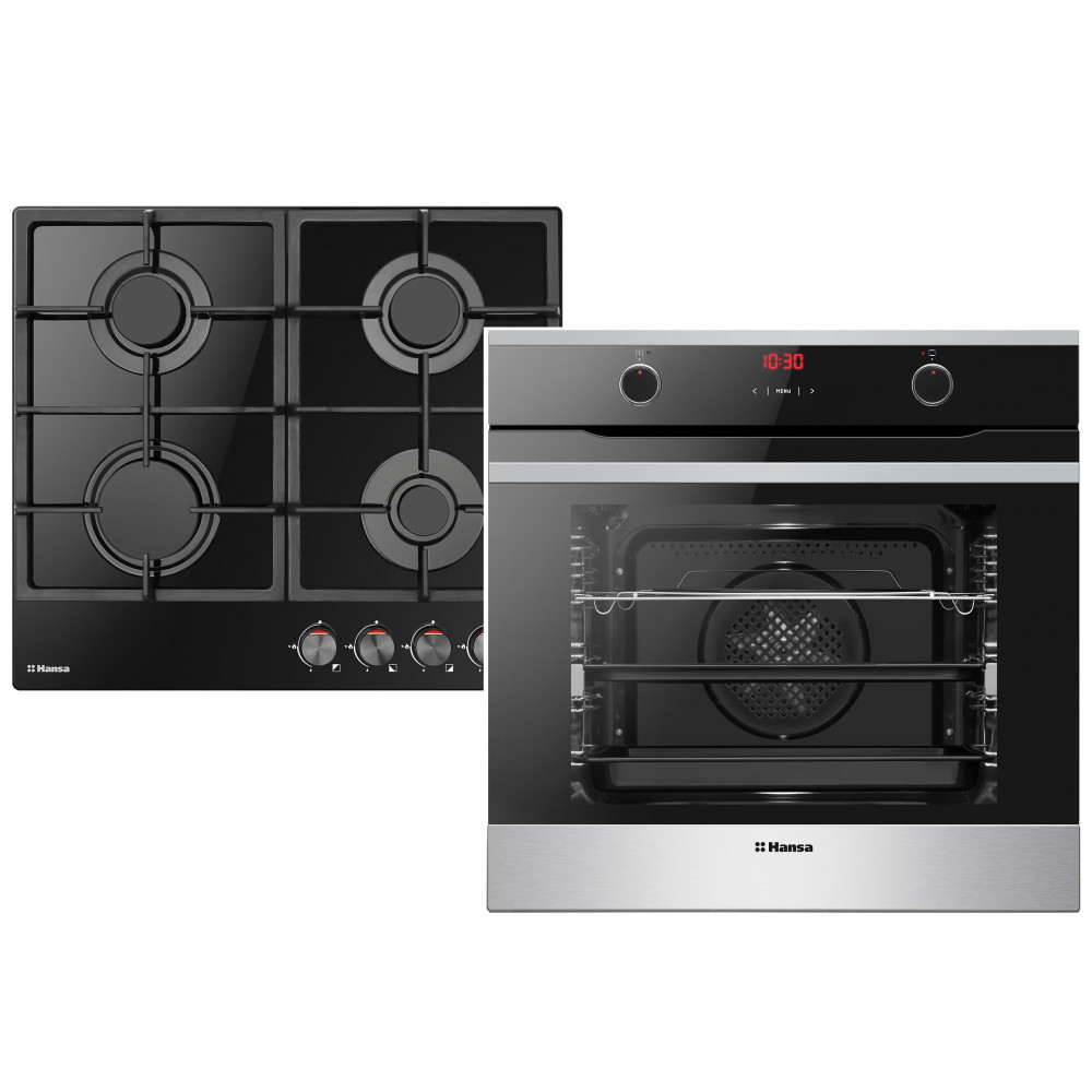 Комплект Hansa (духовка електрична + поверхня газова на склі), чорний