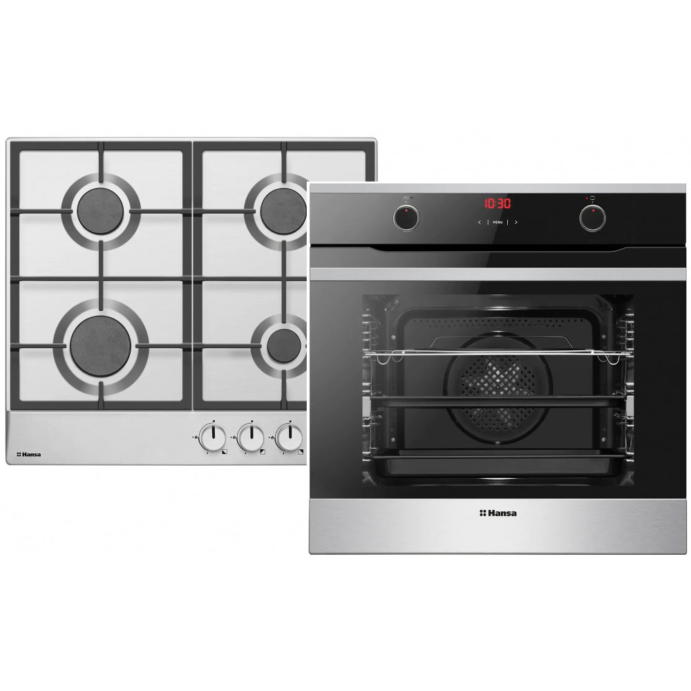 Комплект Hansa (духовка електрична + поверхня газова), чорний+нерж