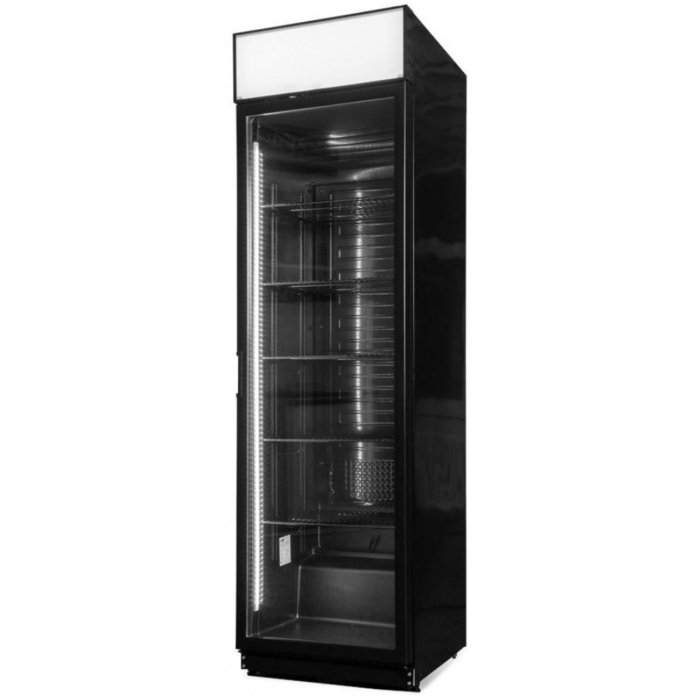 Холодильна вітрина Snaige, 202.5x60х60, 385л, полок - 5, зон - 1, бут-224, 1дв., ST, банер, чорний