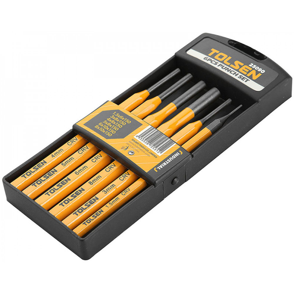 Пробійник круглих отворів Tolsen Профі, набір 6шт, 1.5-8мм, 150мм, кейс