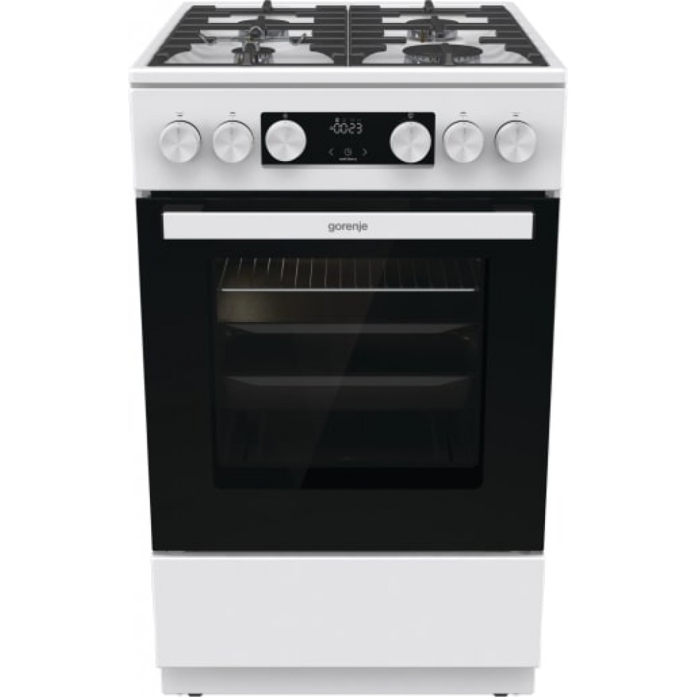 Плита Gorenje газова, 67л, 50x60см, дисплей, IconLed, чавун, білий